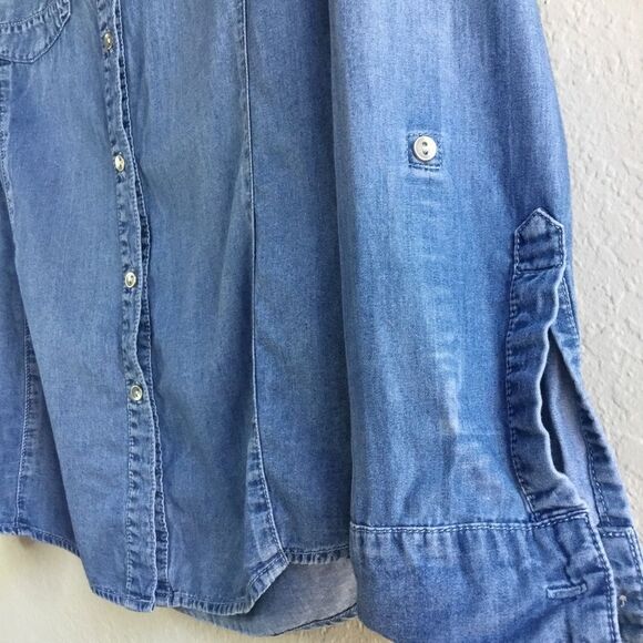 Reba denim button up shirt western style pockets and back with bling country - Picture 3 of 9